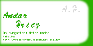 andor hricz business card